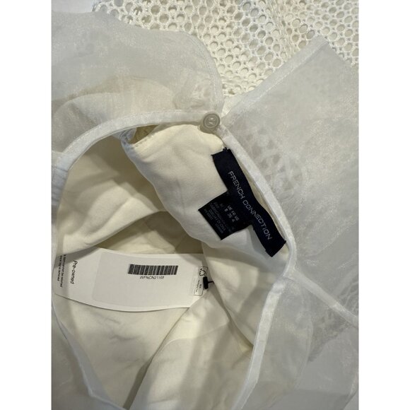 French Connection Glacier Wave White Sheer Mesh Inset Mini Dress Women's 4 - Picture 4 of 4